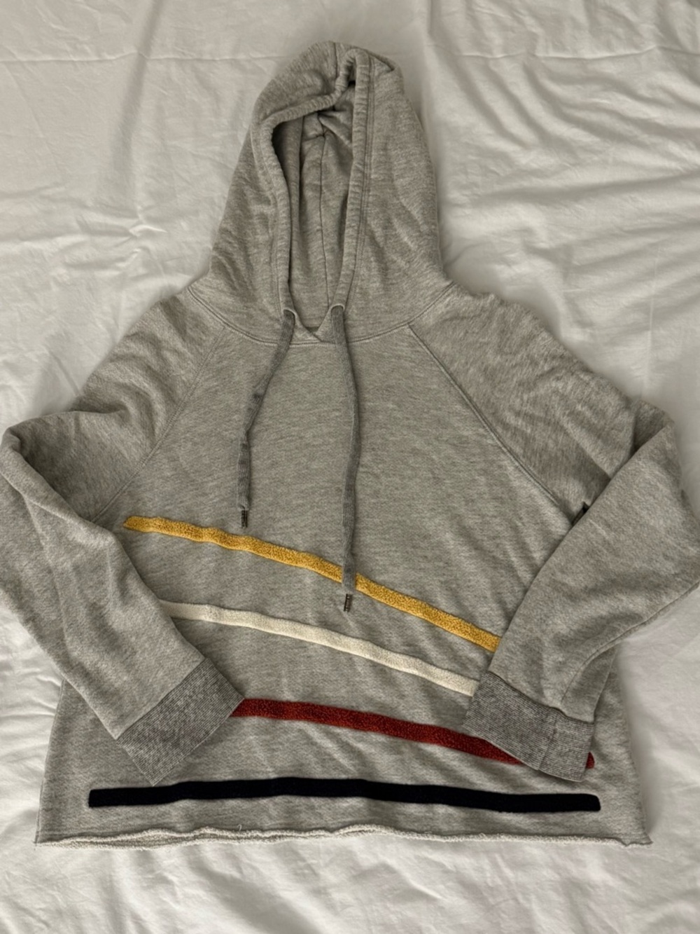 Sundry Chenille Striped Cropped Hoodie